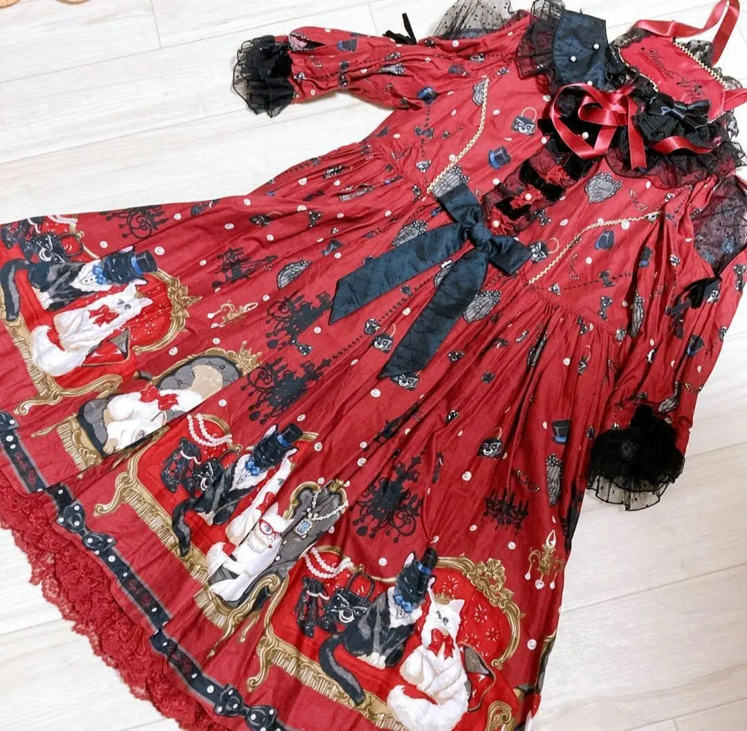 【即購入可】Angelic Pretty Princess cat ボルドー