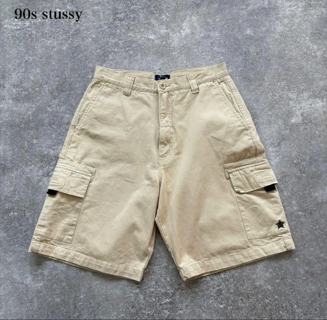 【stussy】 ステューシー 90s 紺タグ ハーフパンツ ヴィンテージ 刺繍