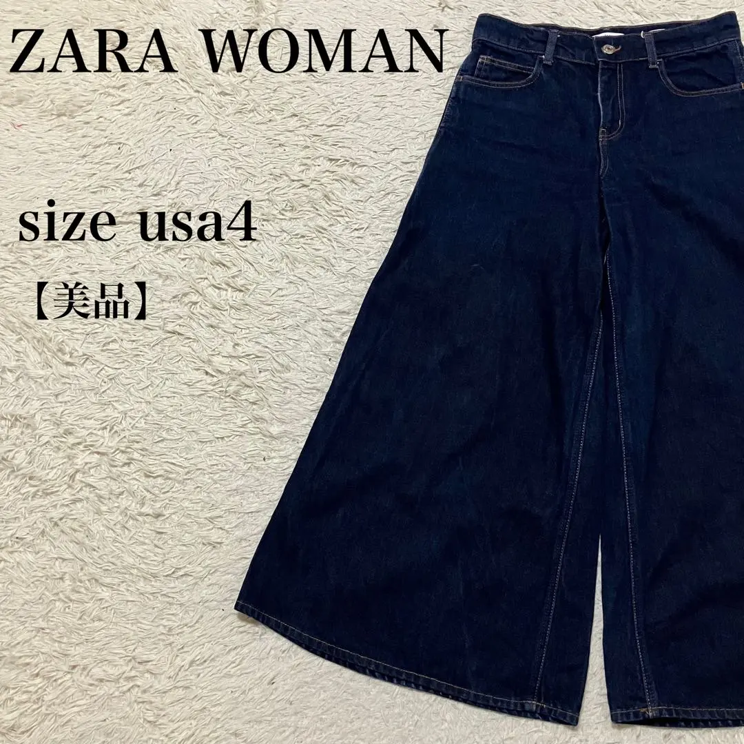 ZARA ワイドデニムパンツ プレミアムコレクション 美品 USA4 シンプル
