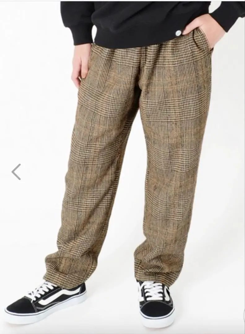 【美品】GLAZOS グラゾス ブラウン　チェック シェフパンツ 140cm