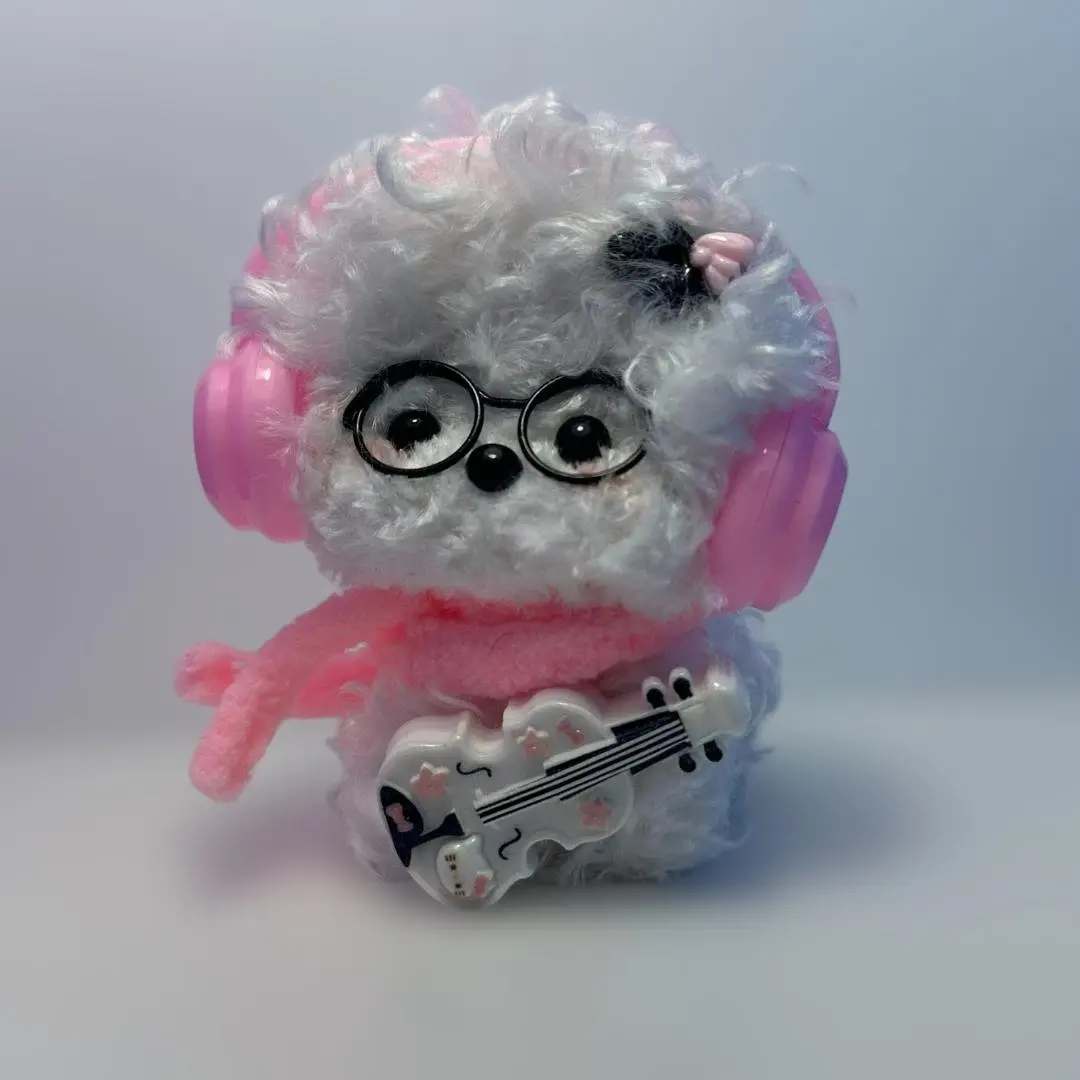 【限定1個】推し活 ぬいぐるみ 手作り 犬 ミニチュア ギター ぬい撮り ピンク