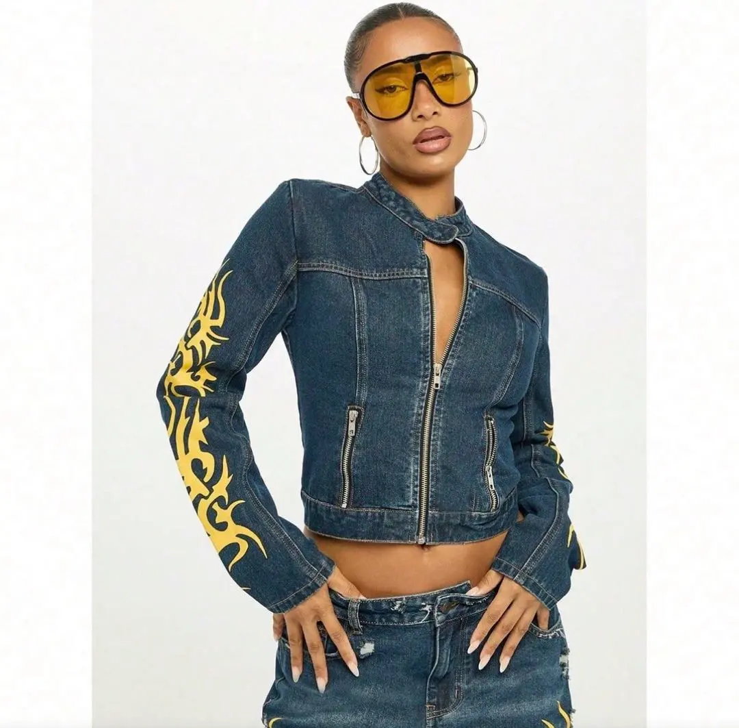 デニム クロップジャケットセットアップ