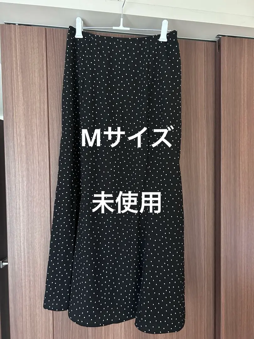 ドット柄 フレアスカート ブラック