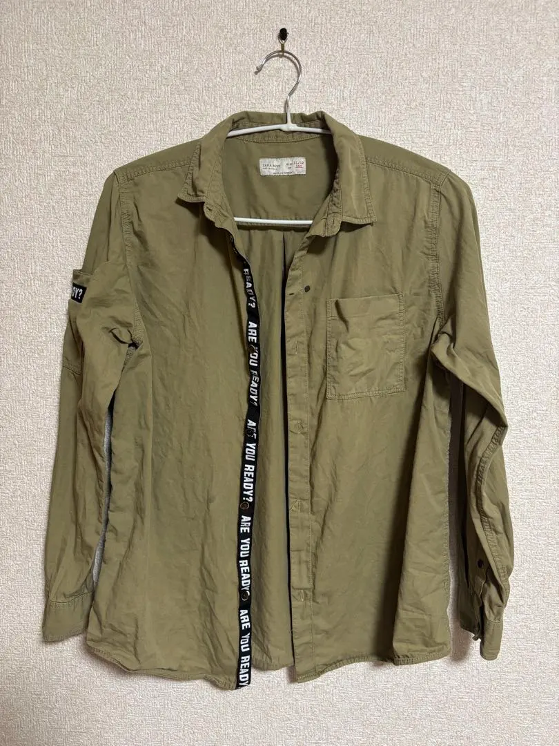 難ありZARA BOYS 長袖シャツ カーキ 152cm ザラボーイ ミリタリー
