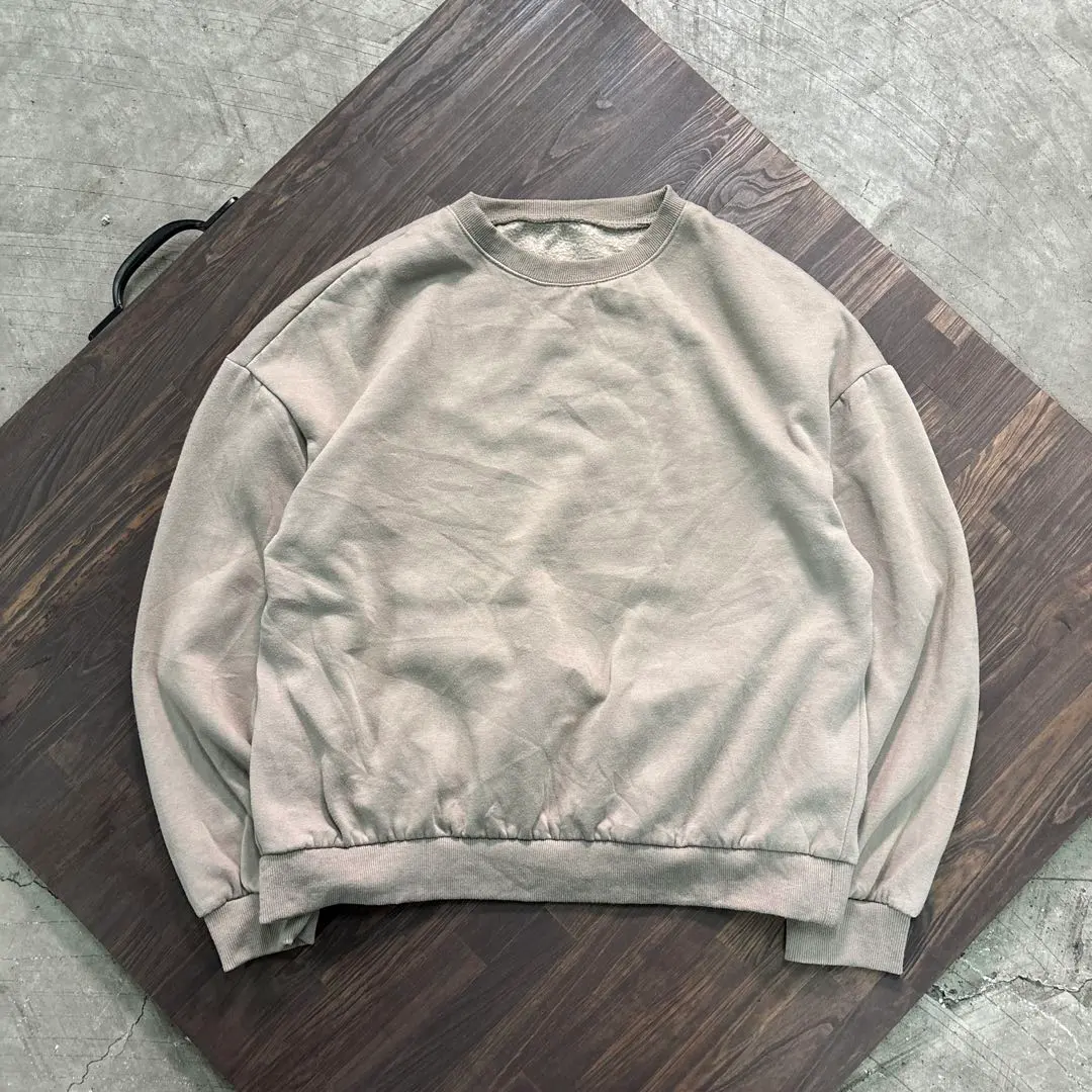 7AS8 無地スウェット　ベージュ　トレーナー　裏起毛　L 古着used