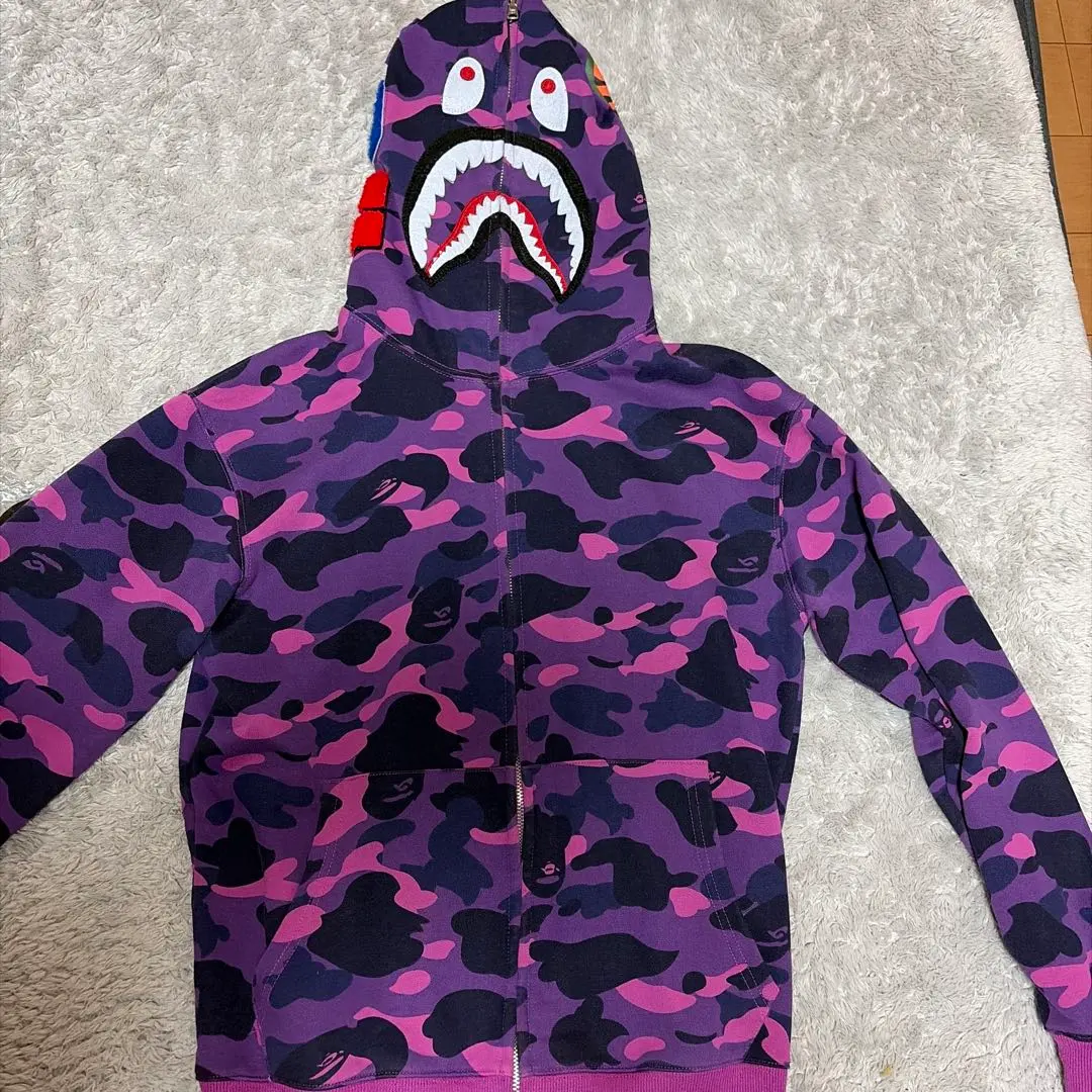 A BATHING APE シャークパーカー パープル カモレア
