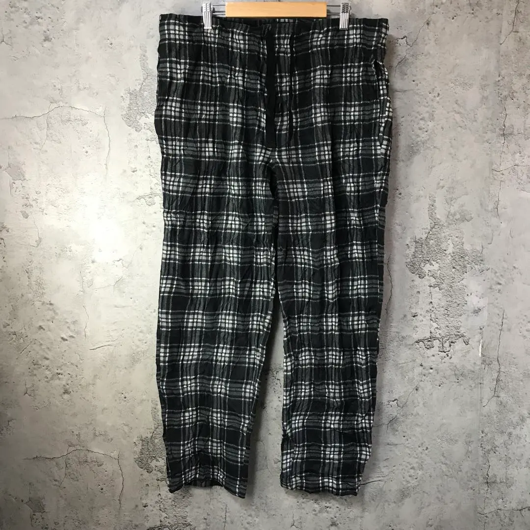 B3246古着　パジャマパンツ　黒　グレー　白　90s Y2K