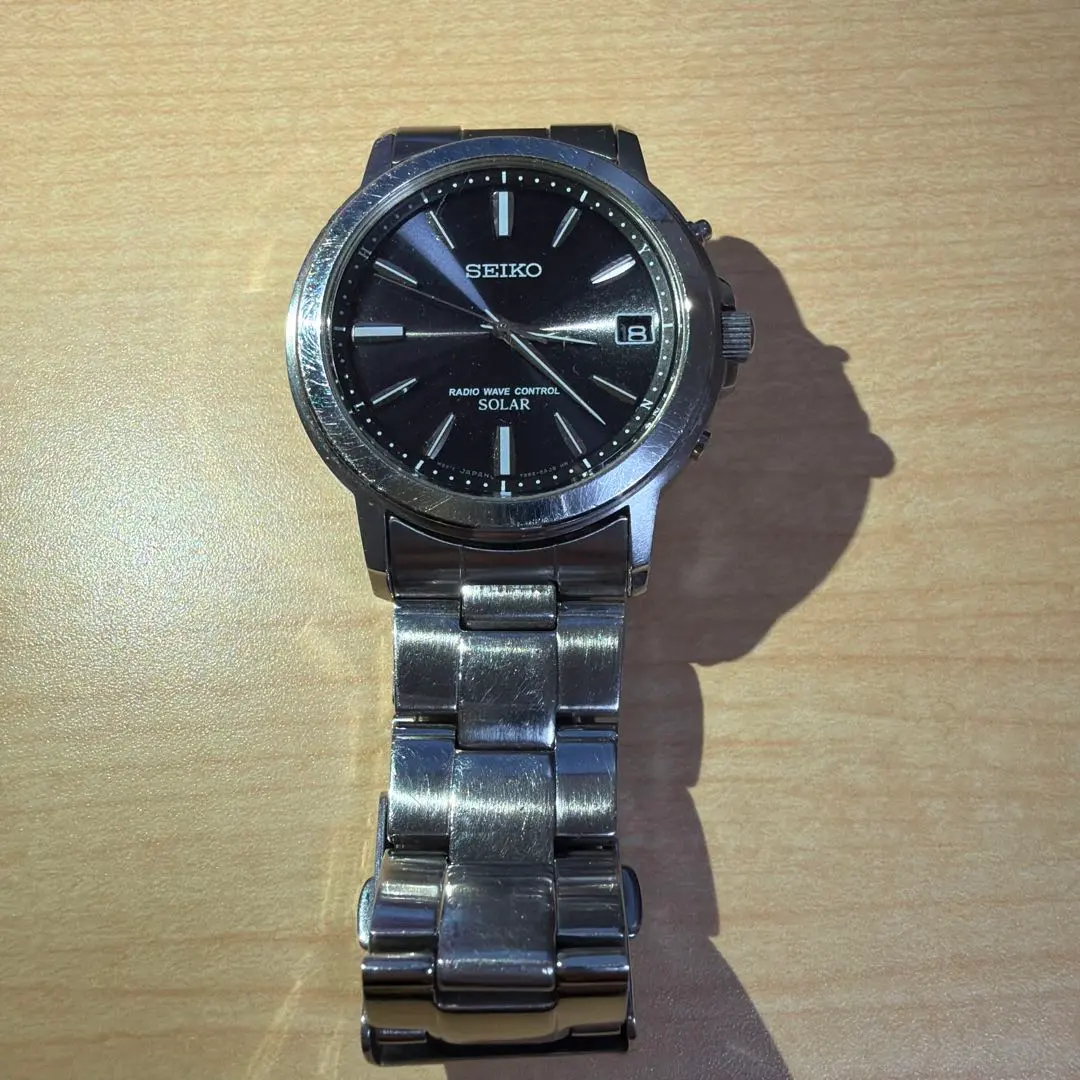 SEIKO　セイコー　7B52 電波ソーラー　メンズ腕時計　ブラック文字盤
