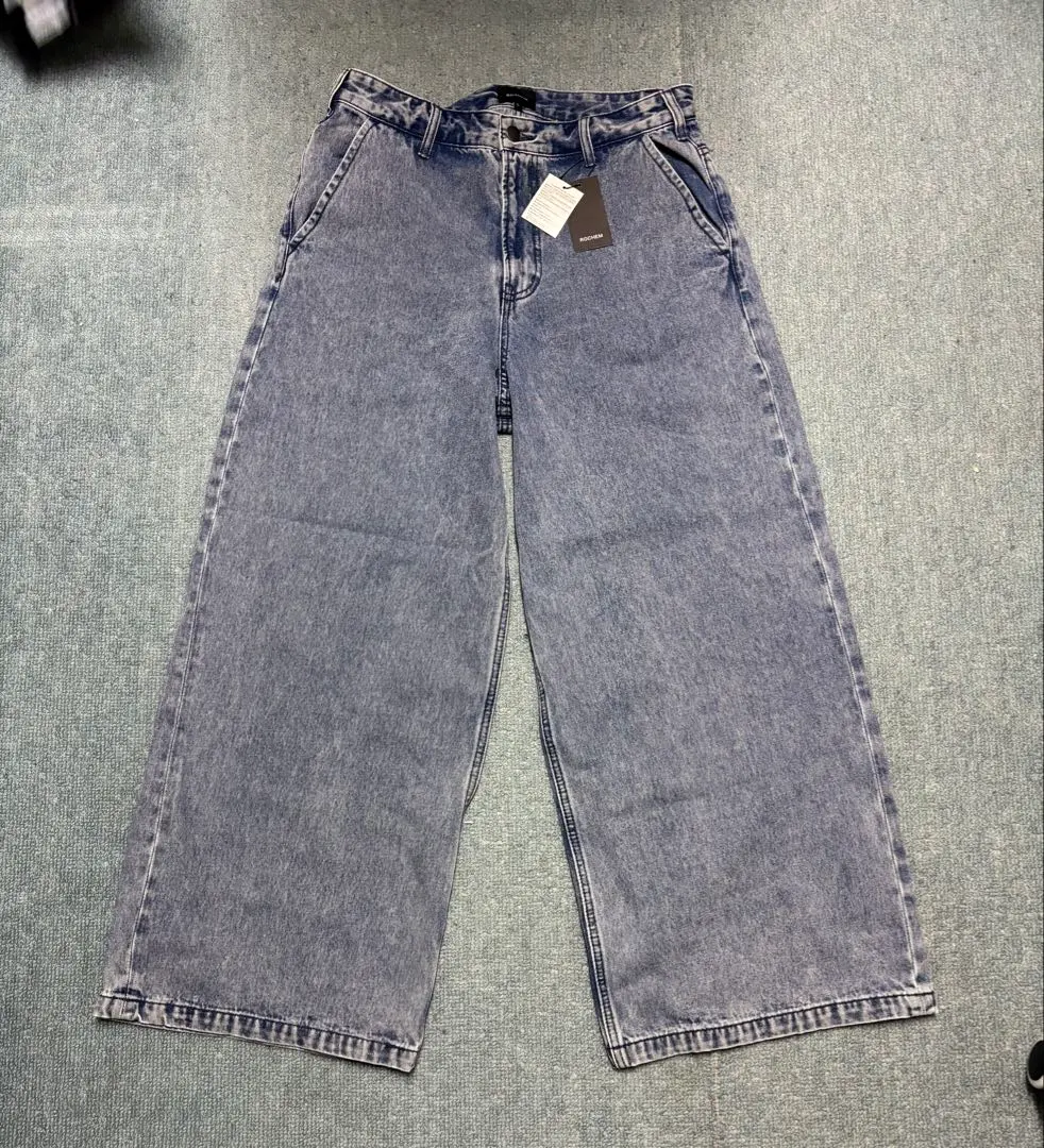 MOUSSY ワイドデニムパンツ ケミカルウォッシュ
