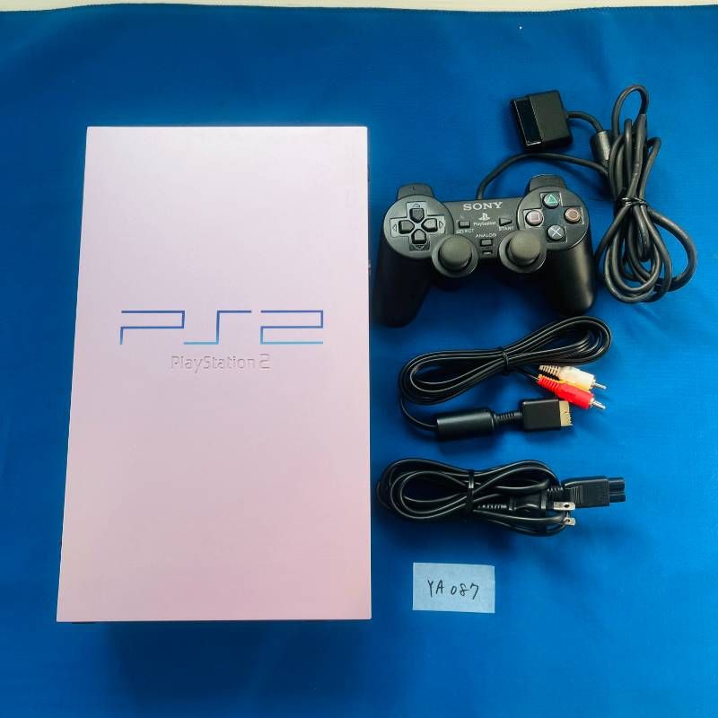 YA087【すぐに遊べるセット】SONY PlayStation2 SAKURA SCPH-50000 ソニー PS2 プレステ2 プレイステーション2 厚型 サクラ 本体 デュアルショック2 ブラック ケーブル類 まとめ セット 据置型ゲーム機 第6世代