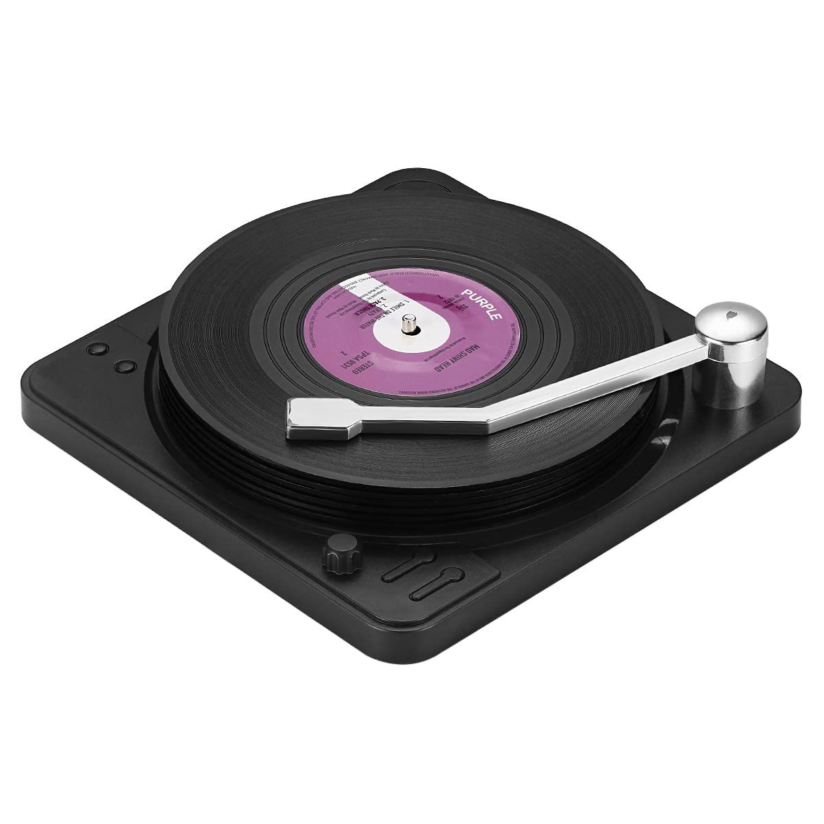 MECOWON ビニールレコードコースター レコードプレーヤーホルダー付き - 6パック 音楽愛好家のためのクールなコースター 新築祝い、パーティー、音楽愛好家に最適。