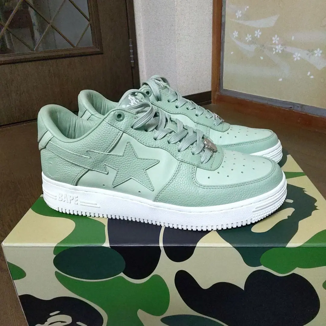BAPESTA APE エイプ オールレザー スニーカー グリーン 9 27cm