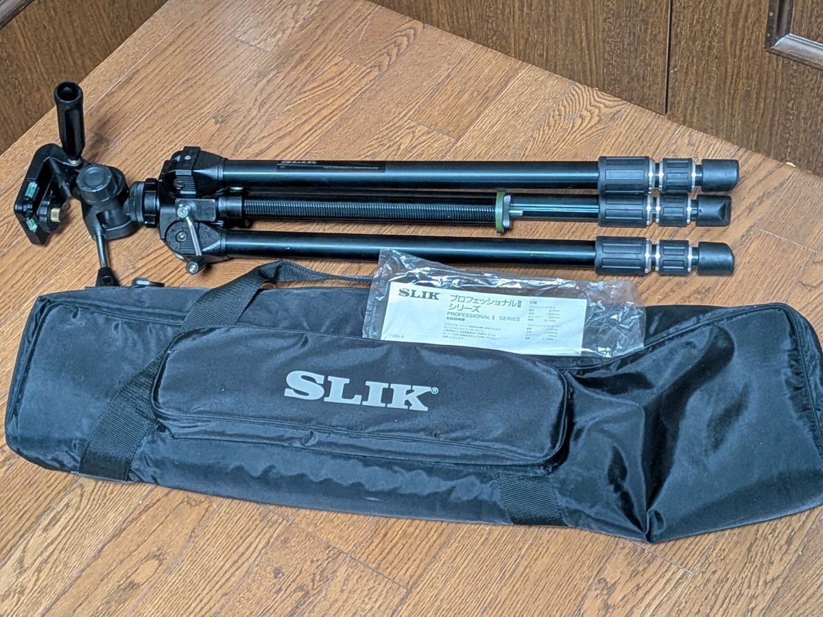 ★良品★ スリック SLIK 三脚 PROFESSIONAL II + 3WAY 雲台 撮影機材 ケース・説明書つき #457627_16_901F