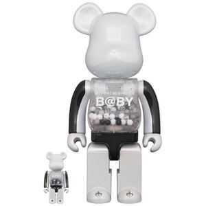BE@RBRICK MY FIRST BERBRICK BBY BLACK WHITE CHROME 100 400 MEDICOM TOY