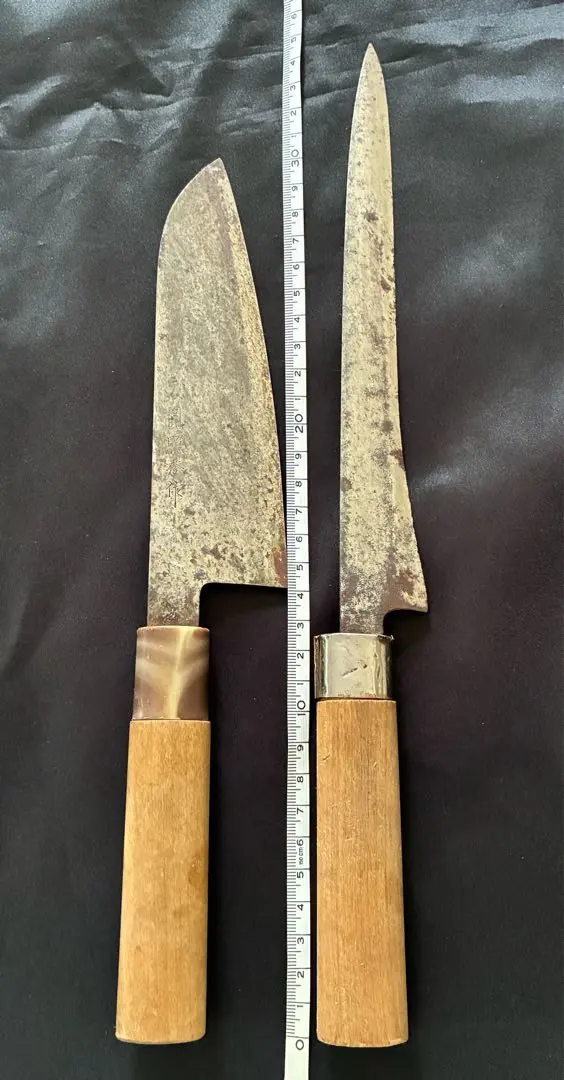 値下げ　登録 照秀作 他　和包丁 2本出刃包丁・刺身包丁レストア・研ぎ練習用