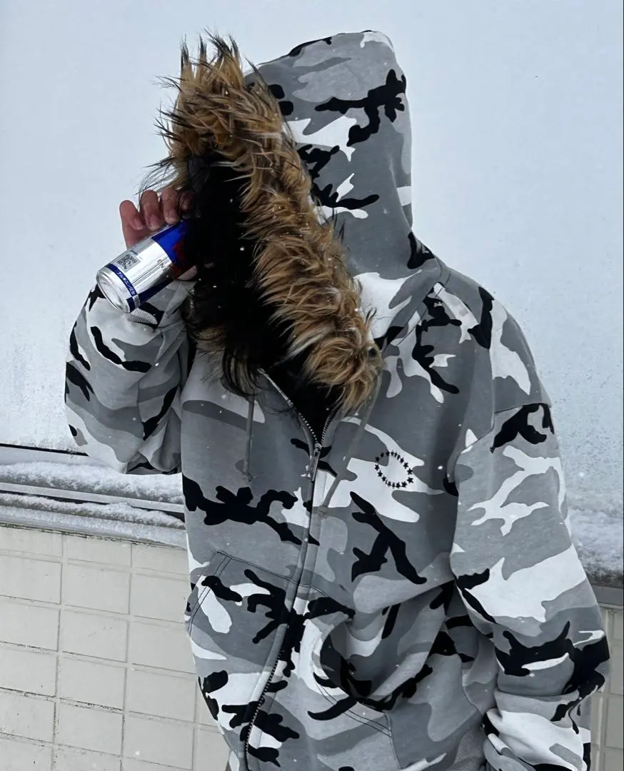 AFB 迷彩柄ファーパーカー