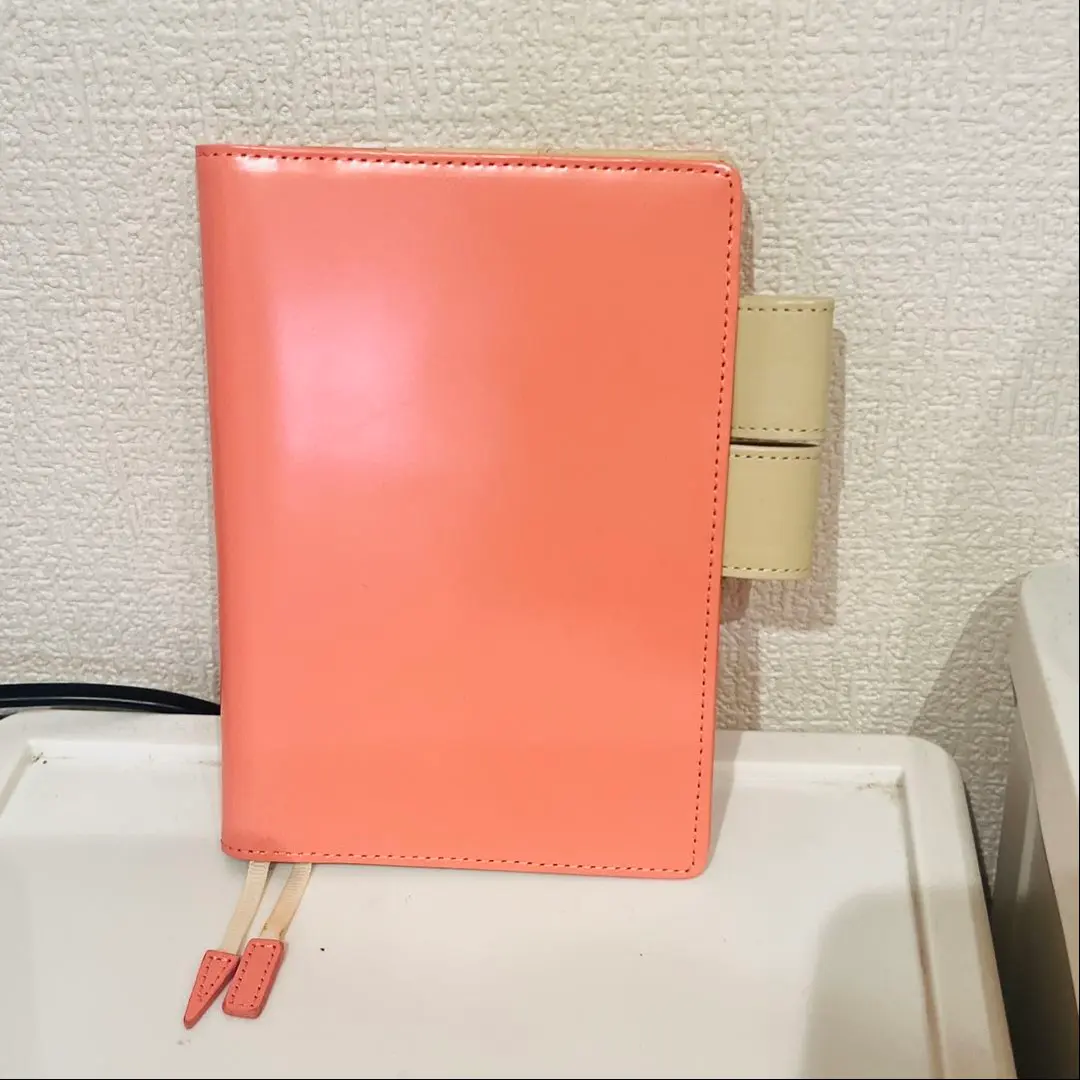 ほぼ日手帳カバー オリジナルサイズ ピンク×クリーム　レザー