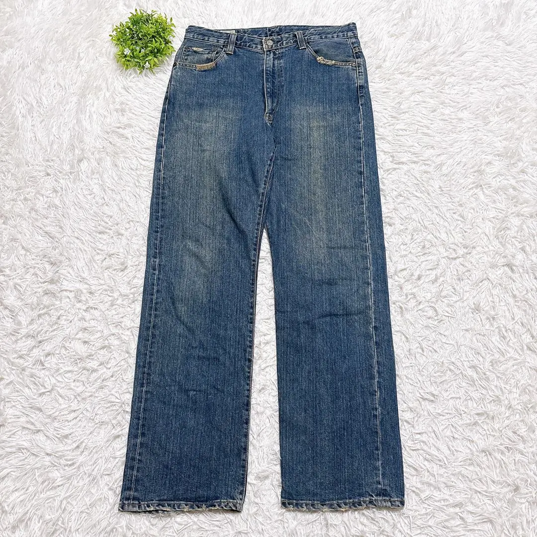 【BLUE WAY】デニム（34） 赤耳セルビッジ ダメージ加工ジーンズ