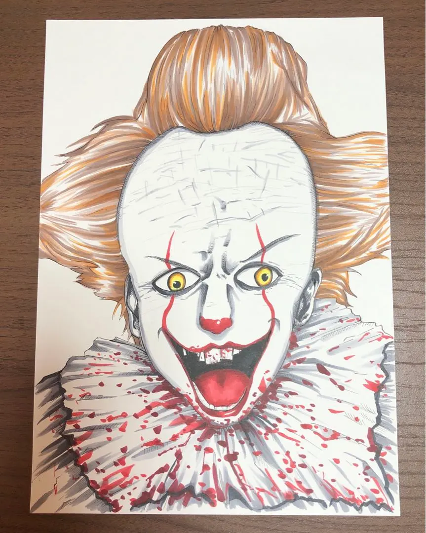 ペニーワイズ イット IT それが見えたら終わり ファンアート 手描きイラスト