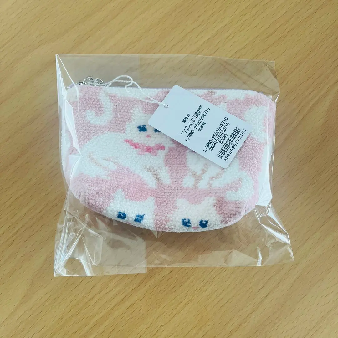 ラブラリーバイフェイラー　モフモフネコチャン　舟型ポーチS 猫