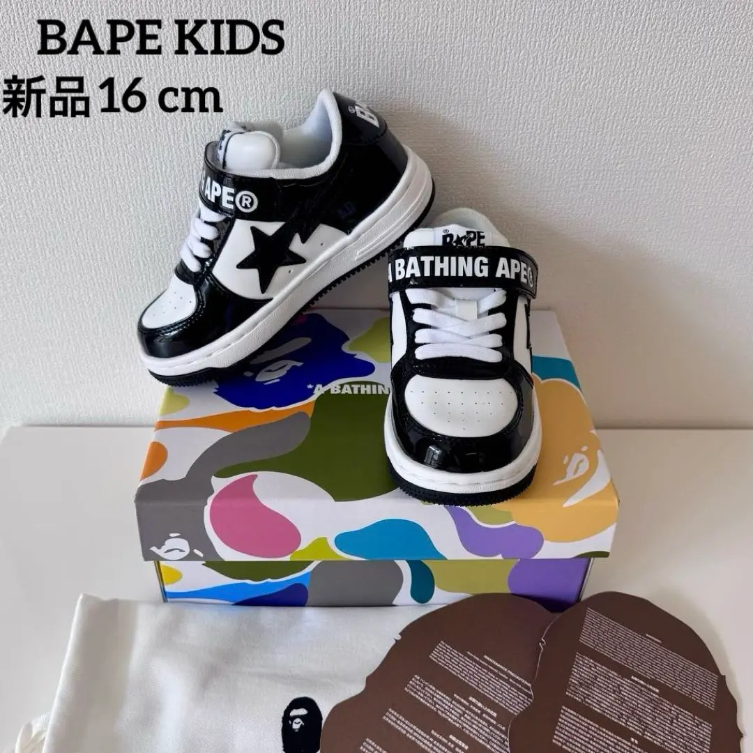 BAPE KIDS BAPESTA ブラック/ホワイト 16cm
