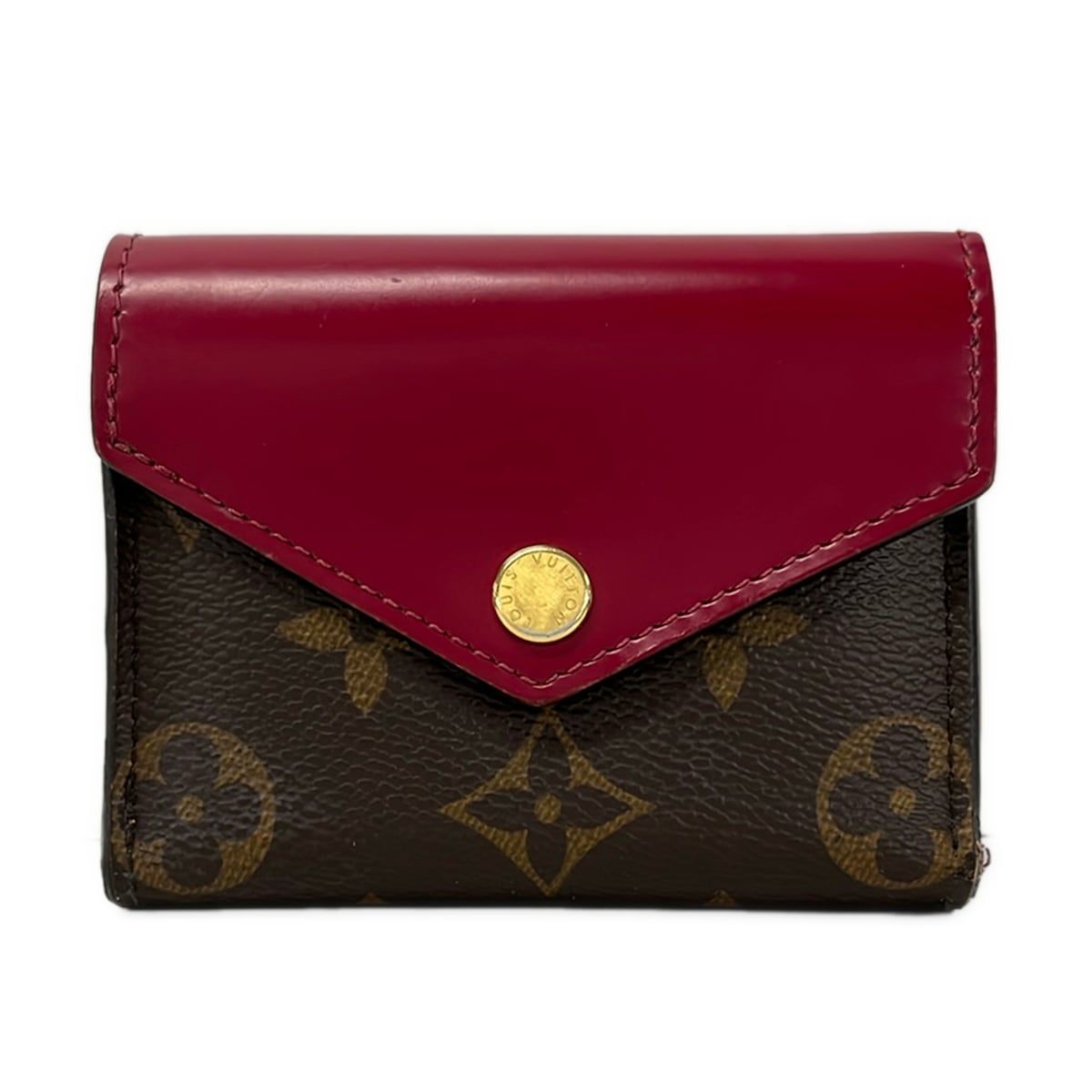 LOUIS VUITTON(ルイヴィトン) 3つ折り財布 モノグラム ポルトフォイユゾエ M62932 フューシャ イニシャル刻印 レザー、牛革