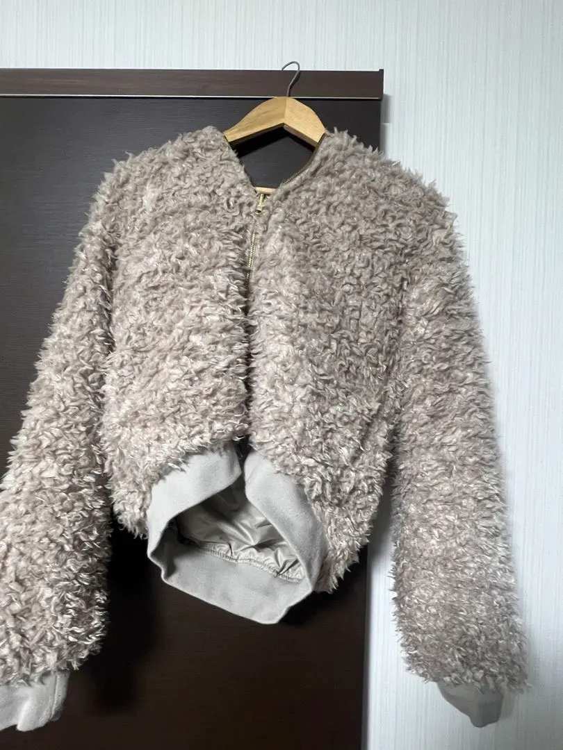 ベージュ フリース ボアジャケット リバーシブル