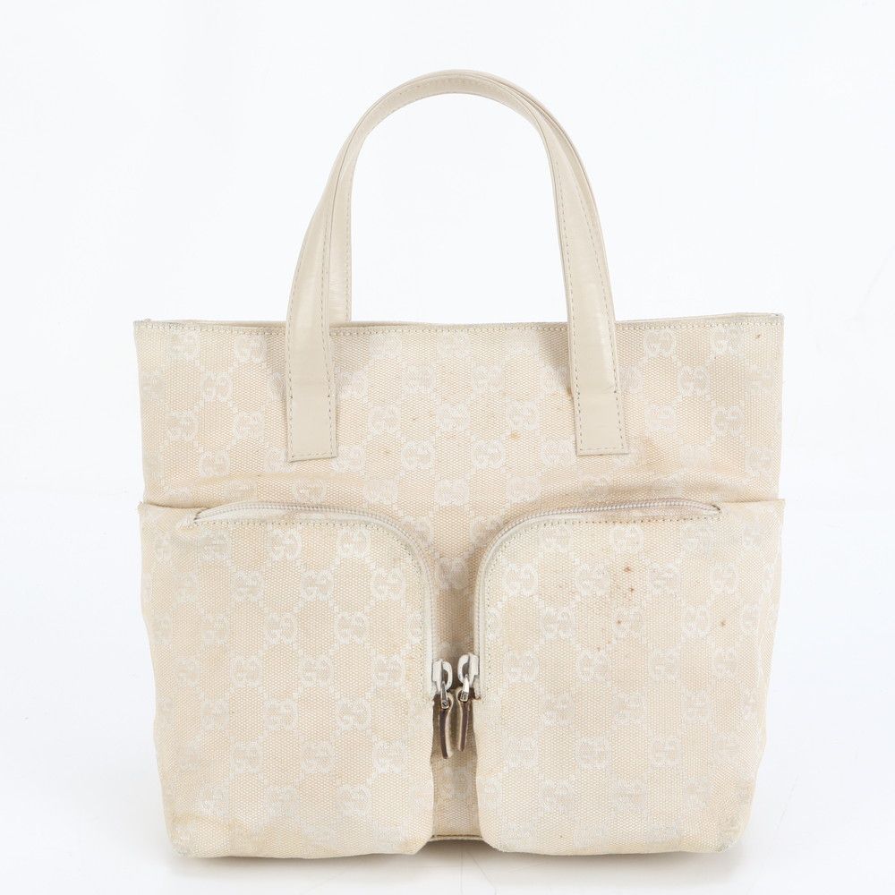 グッチ GG キャンバス 002 1080 レザー ハンドバッグ トート ベージュ レディース MRE DL29-8【中古】