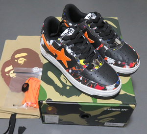 BAPE STA A Bathing Ape Bape Sta Paint Splatter Black 24cm US6