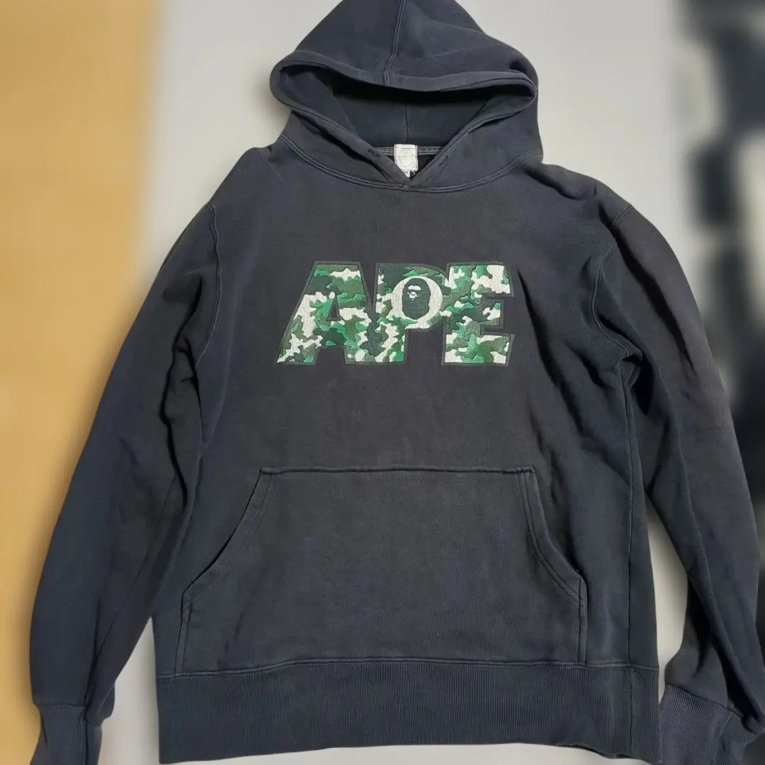 APE ネイビー パーカー M