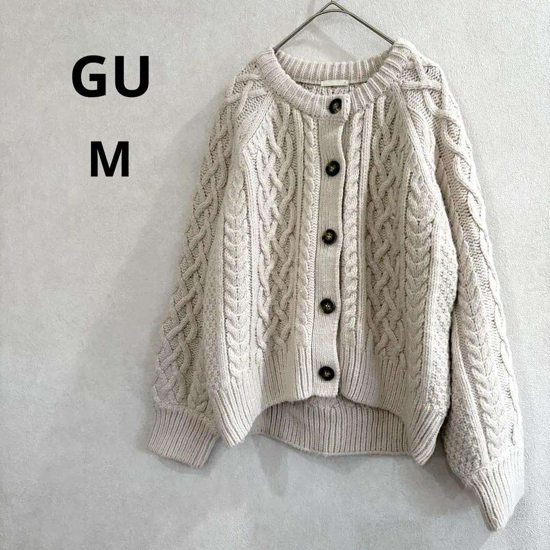 【ジーユー】ケーブル編みニットカーディガン　Mサイズ