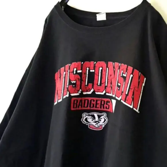 ヘインズ WISCONSIN BADGERS Tシャツ 2XL ブラック黒 古着