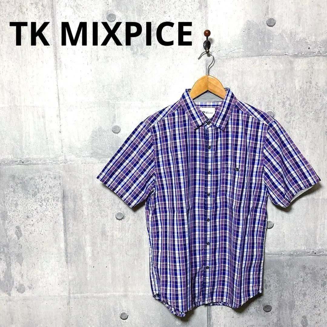TK MIXPICE タケオキクチ メンズ 半袖チェックシャツ M