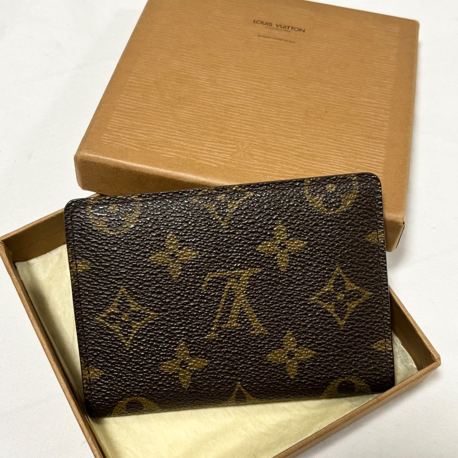 【送料無料】Louis Vuitton/ルイヴィトン/カードケース/名刺入れ/モノグラム/ブラウン/中古品/内側汚れあり/箱付き