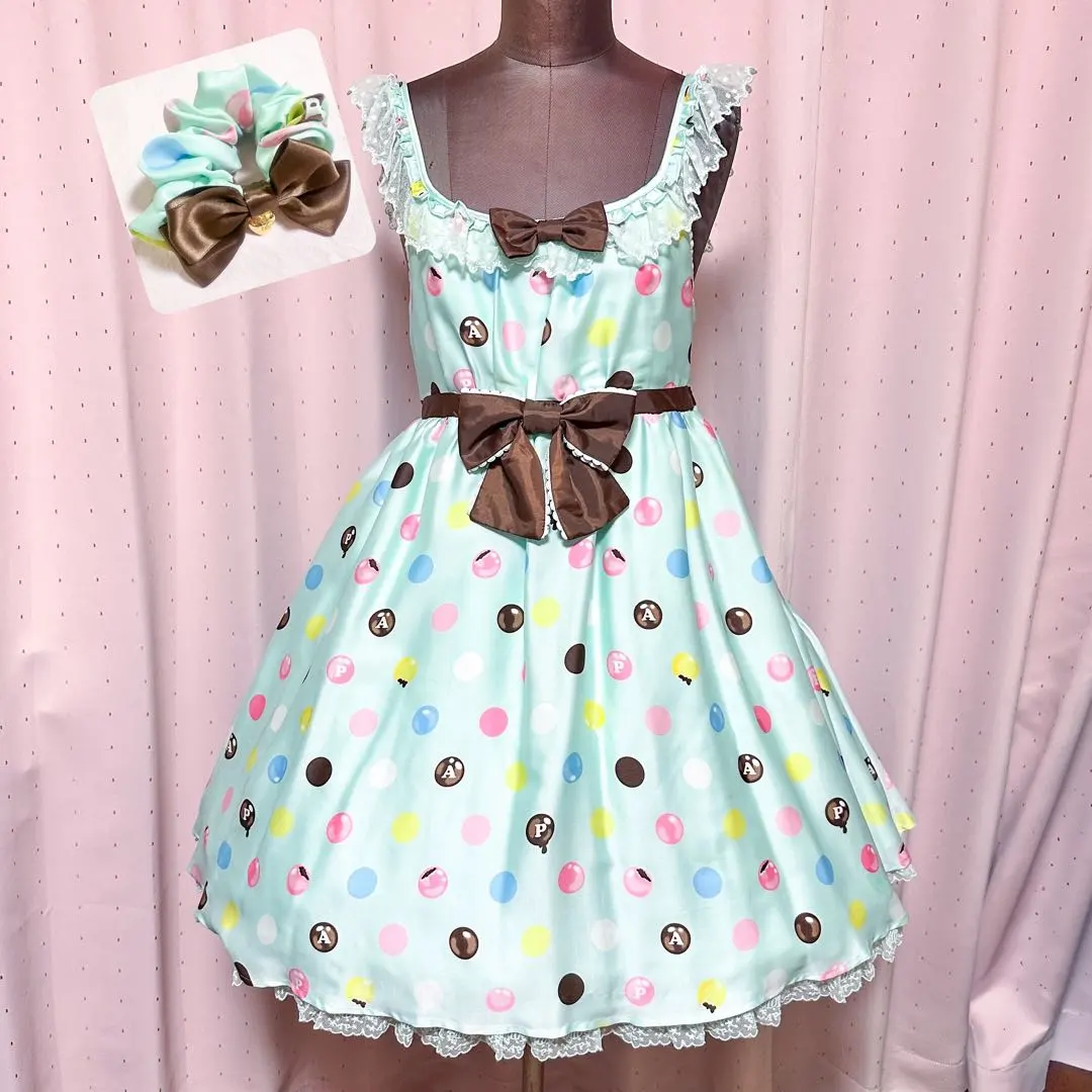 Angelic Pretty ポルカドットジャンパースカート ミント