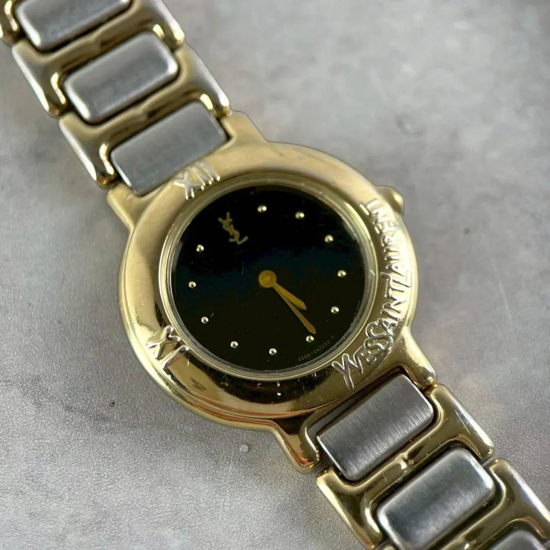 【稼働】イブサンローラン 2200-229739Y 腕時計 コンビ 純正ベルト