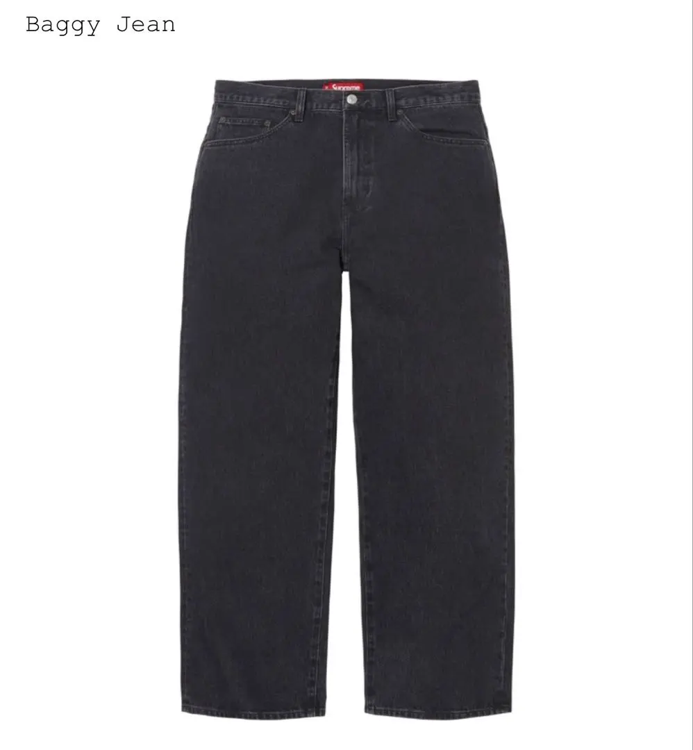 supreme 24fw baggy jean "black" w32