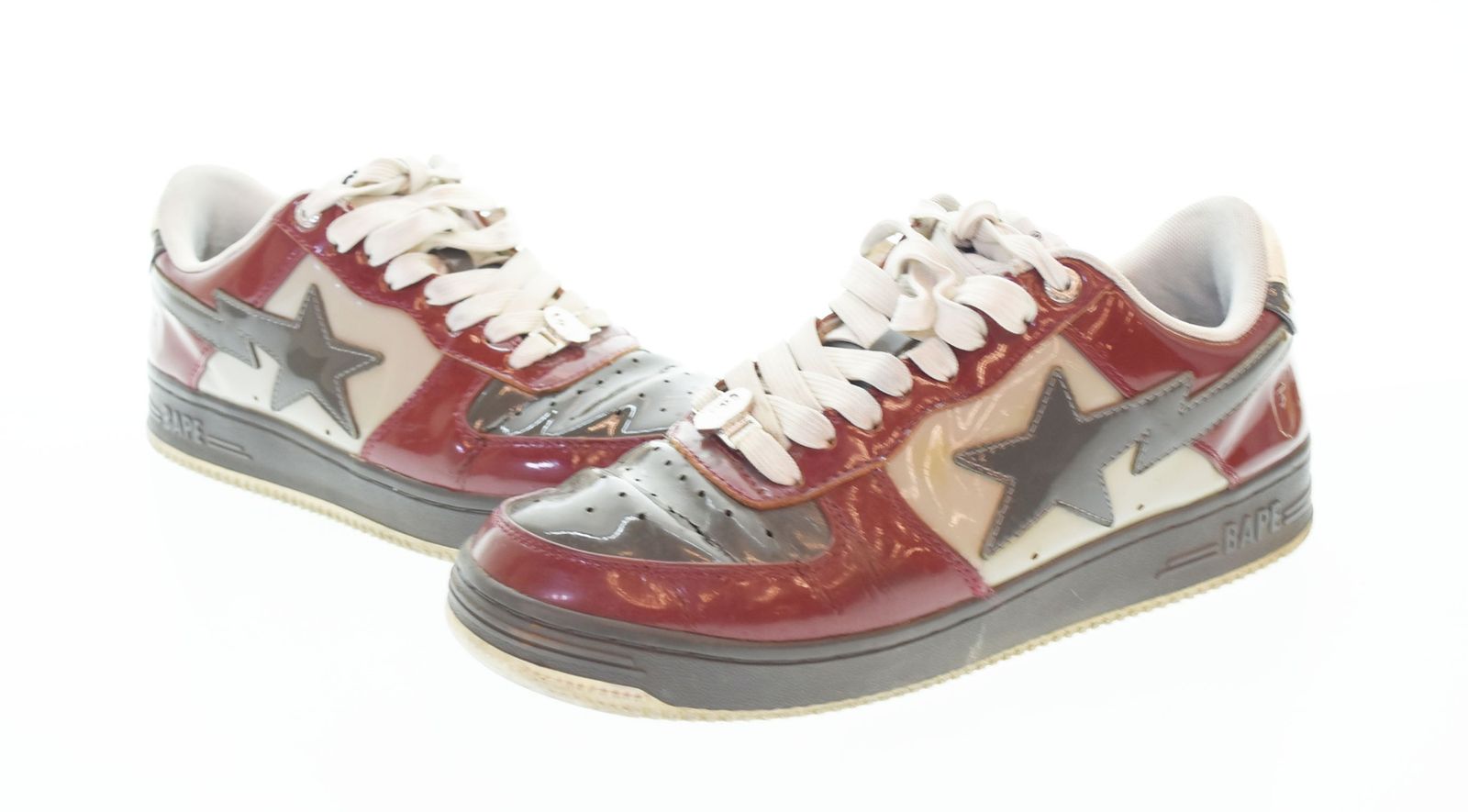 アベイシングエイプ A BATHING APE  BAPE STA ベイプスタ  スニーカー グレー×レッド M191006 メンズ靴 スニーカー グレー 27cm 103S-767