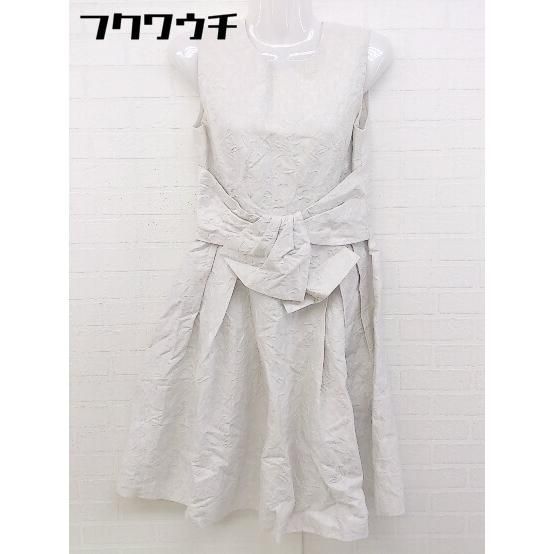 ◇ JUSGLITTY ジャスグリッティー バックジップ ノースリーブ 総柄 膝丈 ワンピース サイズ2 ライトグレー レディース 【中古】 【1104260005801】