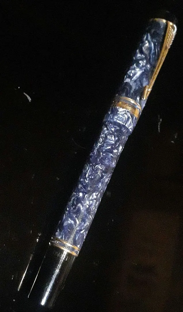 パーカー万年筆デュオフォールドマーブル F ペン先K18 名入　中古品