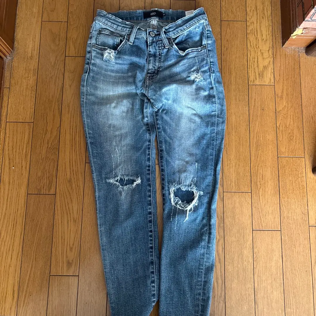 AZUL by moussy スキニーデニム XS ダメージ加工