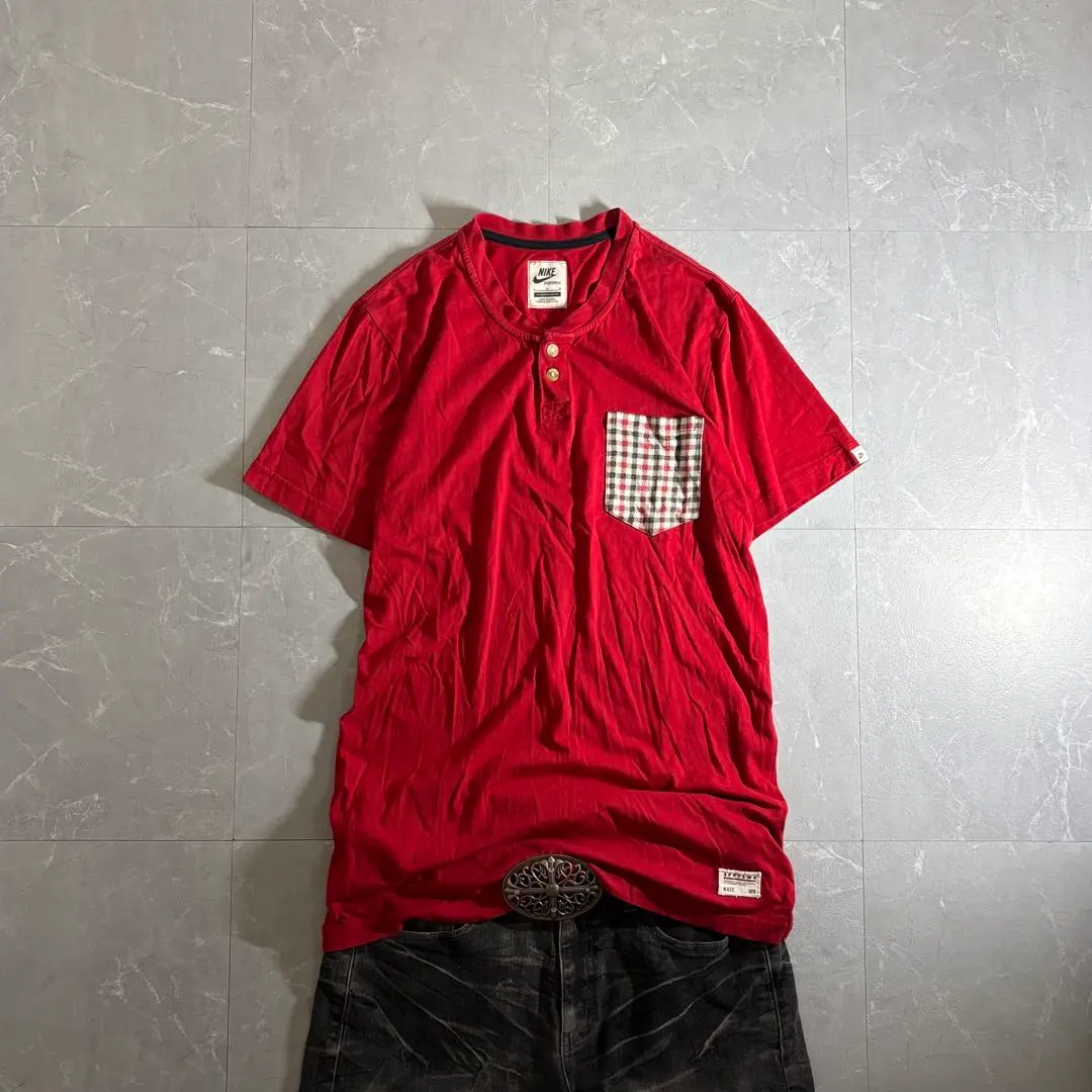 NIKE archive henryneck plaid s/s tee y2k