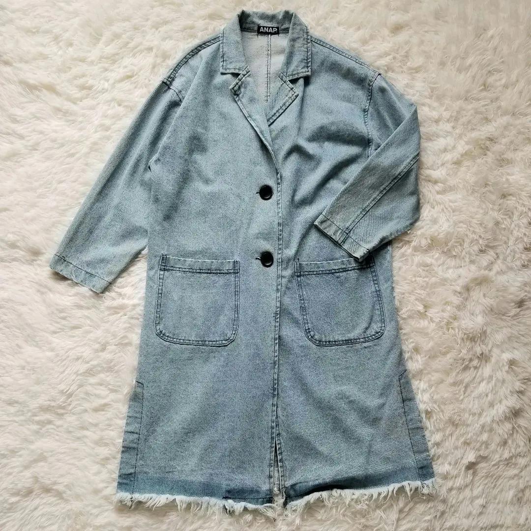 ANAP アナップ ロング丈 デニムコート スプリングコート ライトブルー F