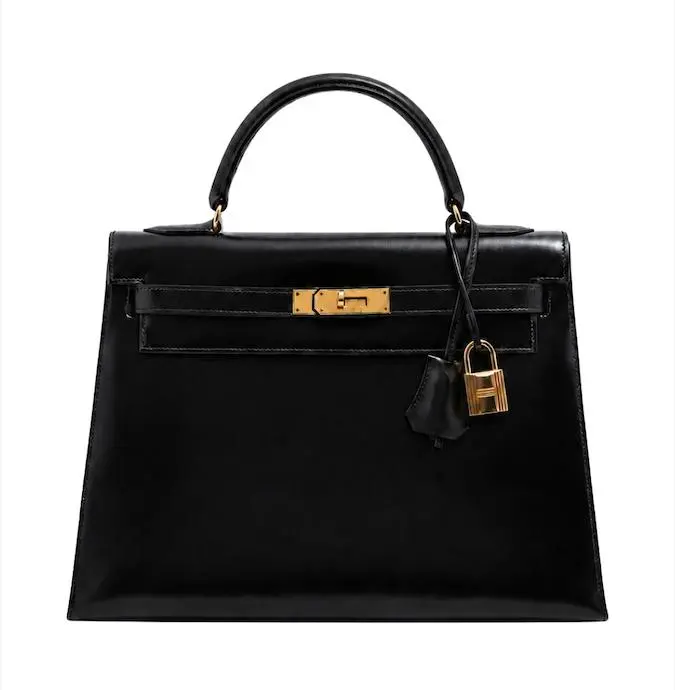 エルメスケリー32 セリエ ブラック ボックスカーフ ゴールド金具 中古