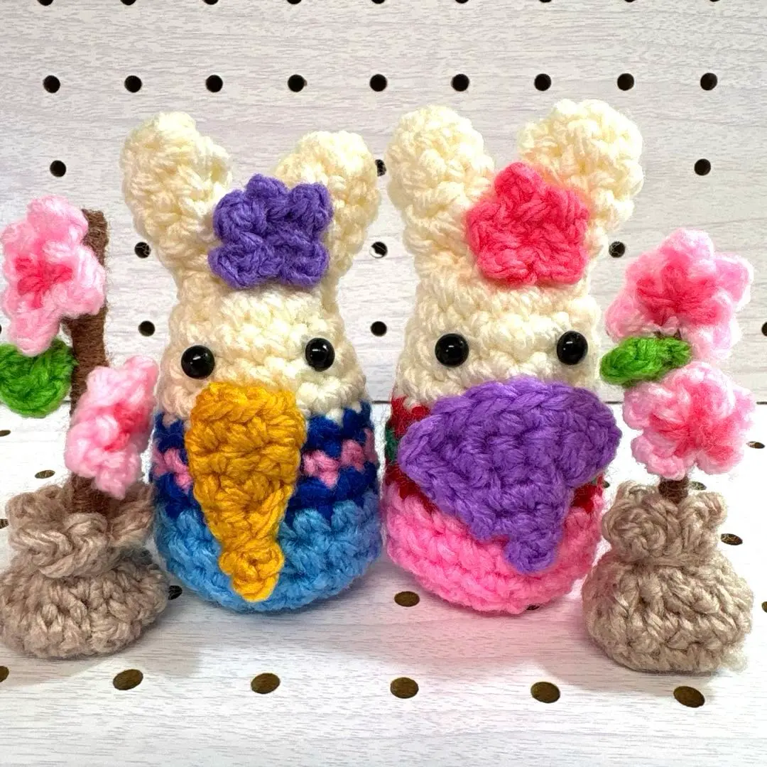 あみぐるみ♡ひな祭りセット！雛人形２個と桜の木２本！期間限定