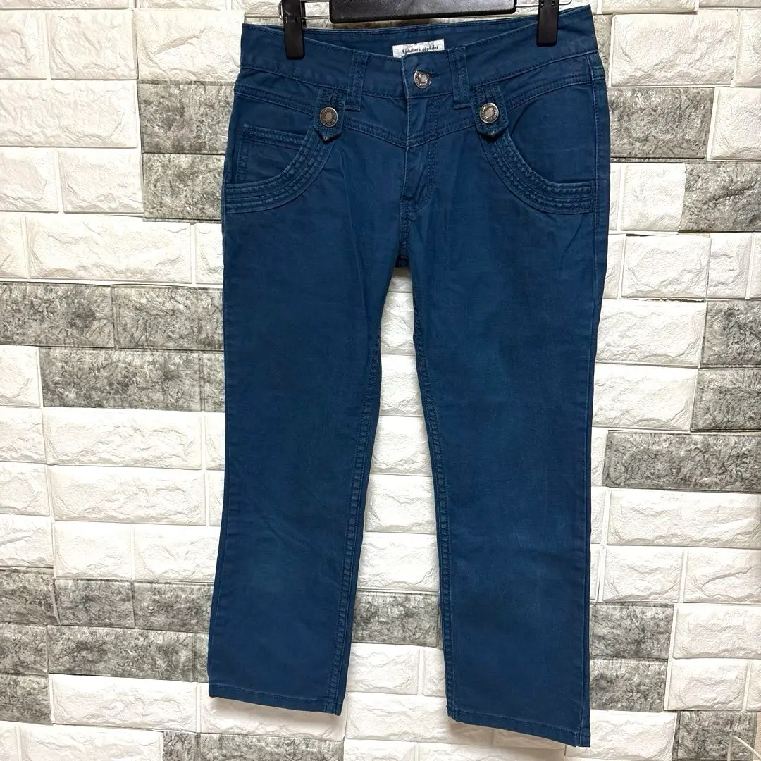 美品【アルファベットアルファベッツ】ストレートデニムMダークブルーストレッチ