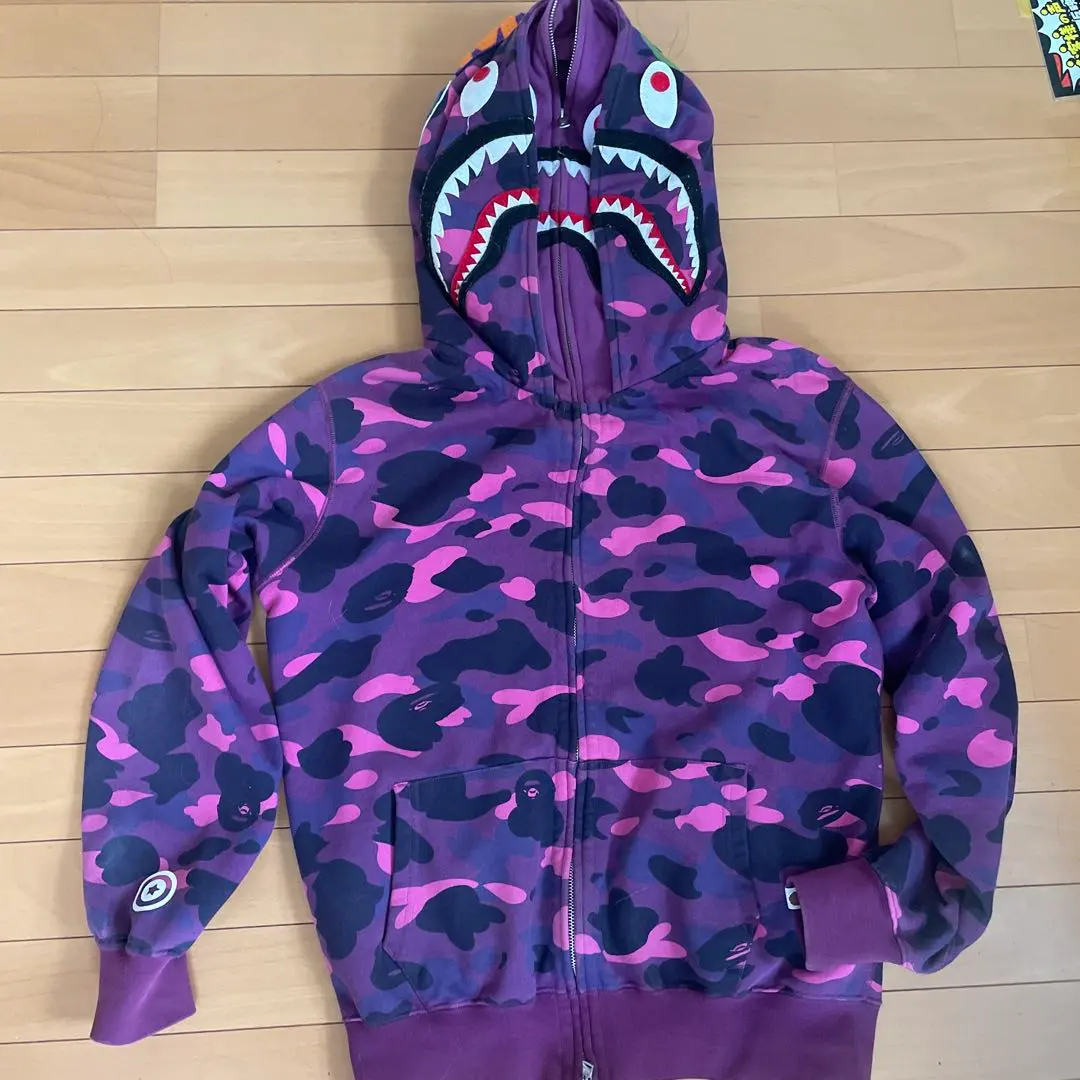 A BATHING APE Shark Hoodie Purple Camo