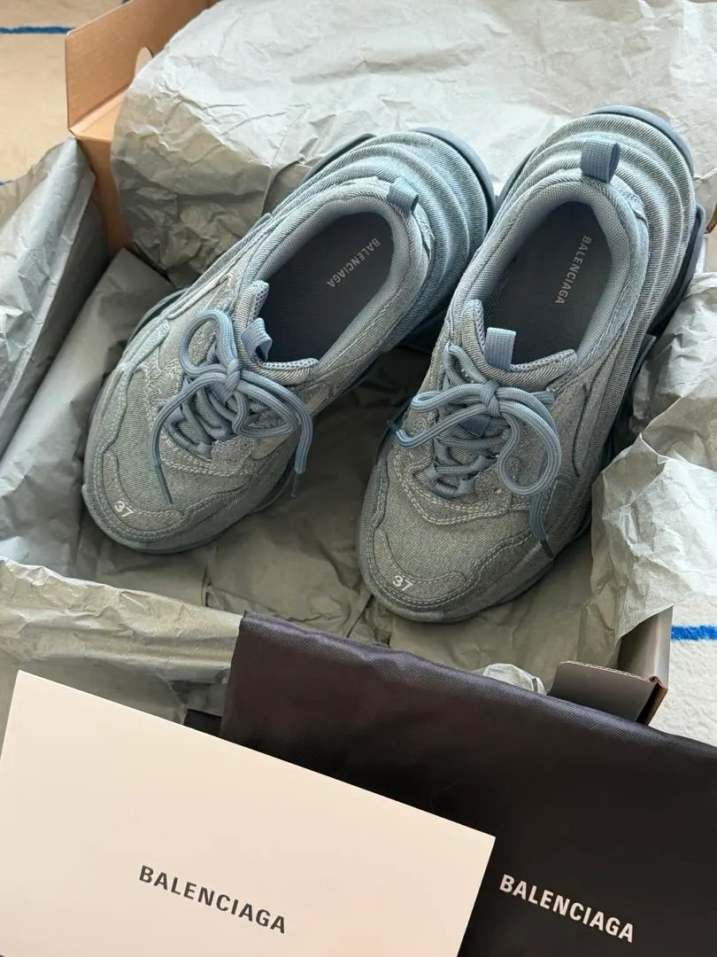 【美品・希少】BALENCIAGA Triple S デニム スニーカー 37