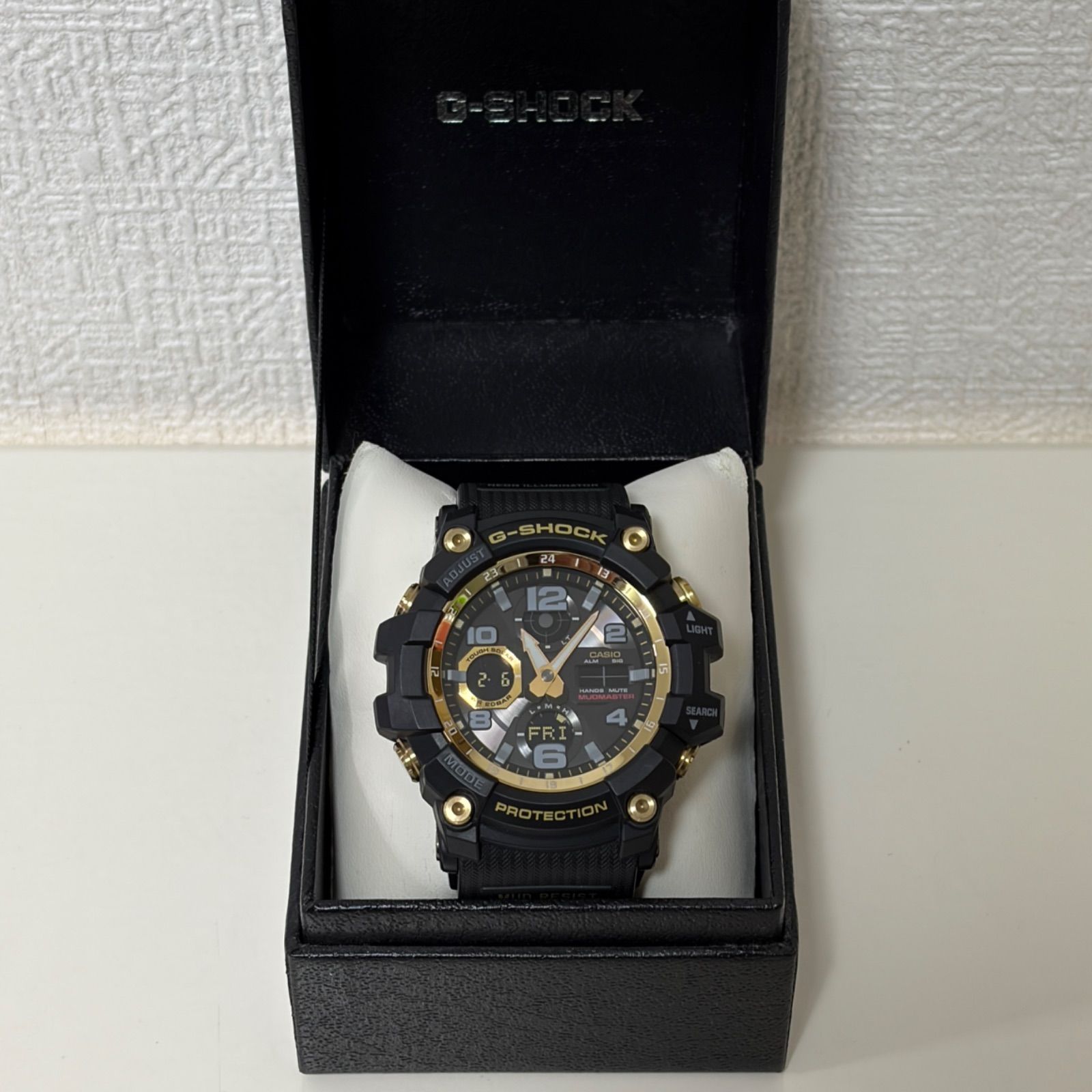 （T799）美品 正常稼動 CASIO カシオ 電波ソーラー G-SHOCK Master of G Black and Gold Series MUDMASTER GWG-100GB-1AJF 人気 時計 メンズ ユニセックス