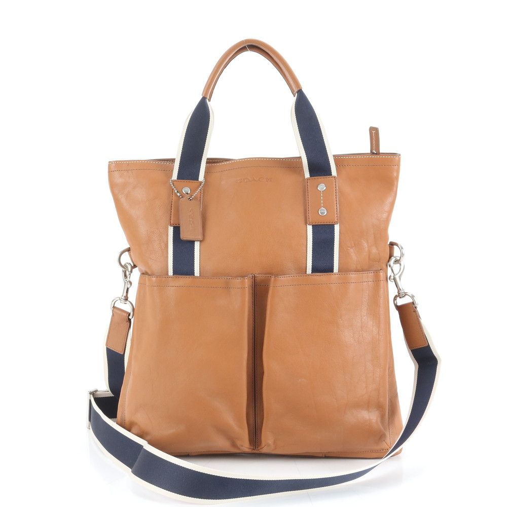 極美品 コーチ ヘリテージ ウェブ レザー 2WAY トート バッグ 斜め掛け ショルダー ビジネス 通勤 書類鞄 A4 メンズ MRE DL30-4【中古】